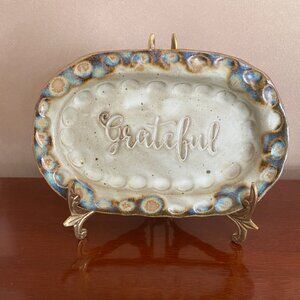Fingerprint (FP) Pottery Small Rectangular Tray with Gratitude